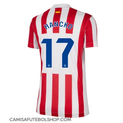 Camisa de time de futebol Atletico Madrid David Hancko #17 Replicas 1º Equipamento Feminina 2025-26 Manga Curta Camisa de time de futebol Atletico Madrid David Hancko #17 Replicas 1º Equipamento Feminina 2025-26 Manga Curta